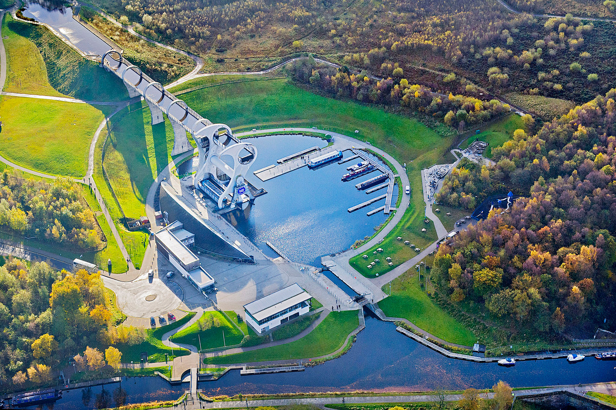 Aerial view of Falkirk Wheel (c) Scottish Canals