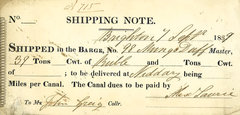 Shipping note found in Canal House (c) N & J Lonie